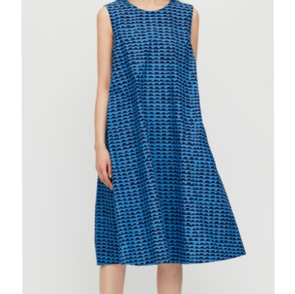 Marimekko A line Maxi smock dress size Med in blue